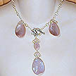 DKC ~ Lavender MOP Drop Necklace w/ Rainbow Moonstone & Rose Quartz